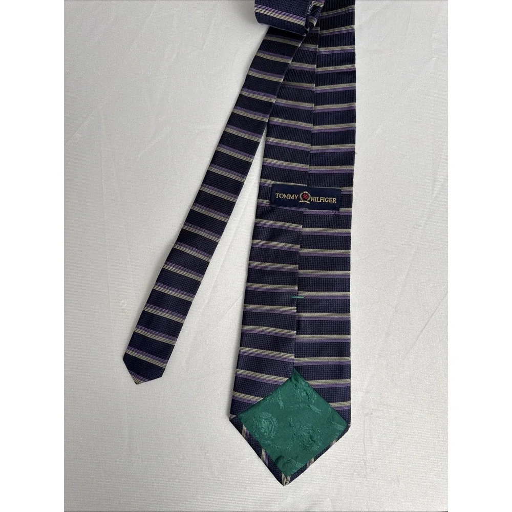 Tommy Hilfiger Neck Tie - Men's - Purple Stripe W/ Logo